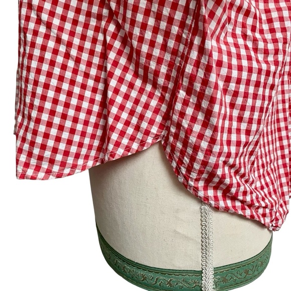Weekday Stella Gingham Blouse XS Red White Check Cropped Boxy Cotton Shirt - Picture 8 of 14